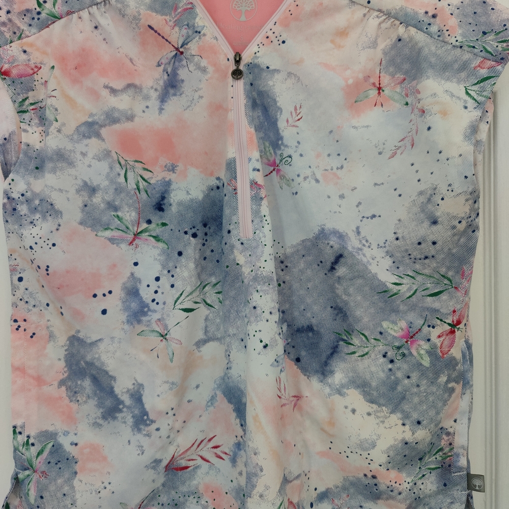 Healing Hands Pink and Blue Floral Top